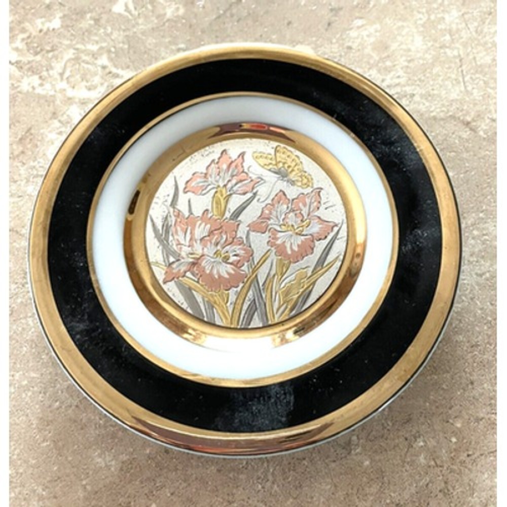 Art of Chokin Butterflies plate 24k gold metal engraving
